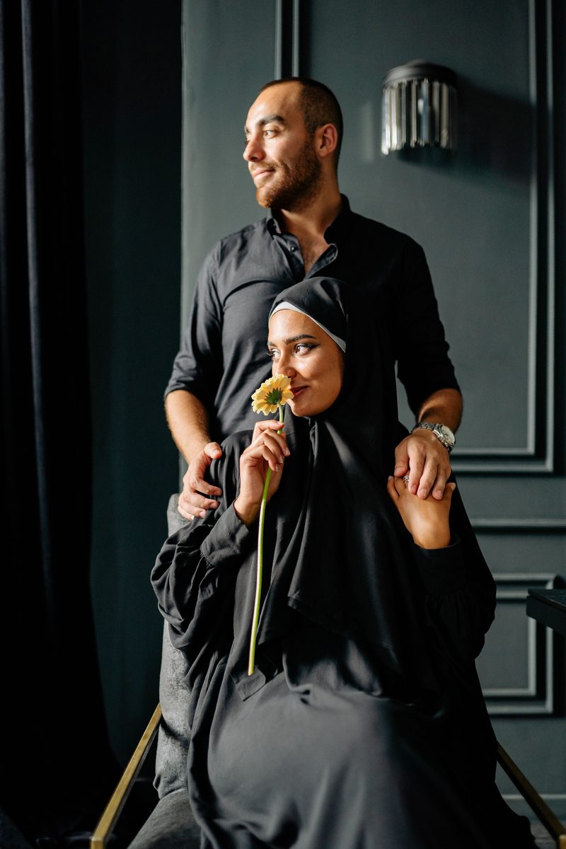 Couple with a flower
